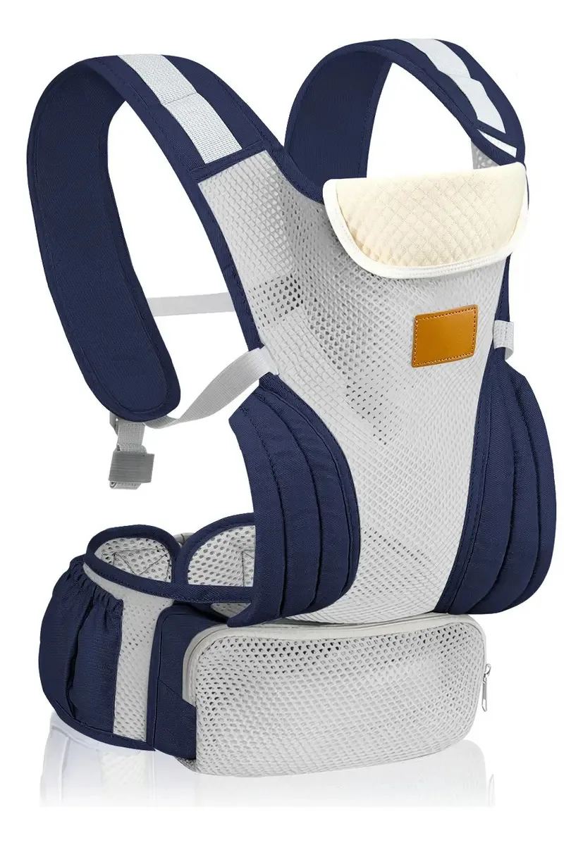 Bolsa de cintura para bebês, mochila para bebês, assento de algodão, 3-24 meses, cor azul