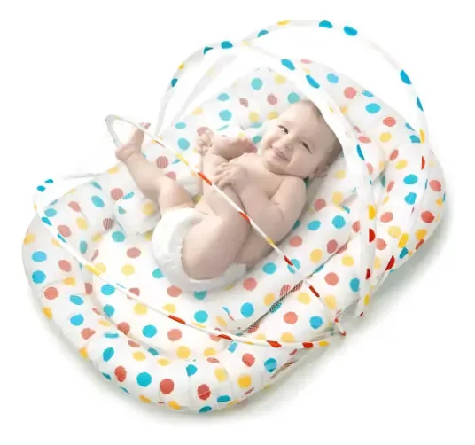 Almofada Nest Baby Bed Cradle Moises Baby Mosquiteira Cor Azul-1