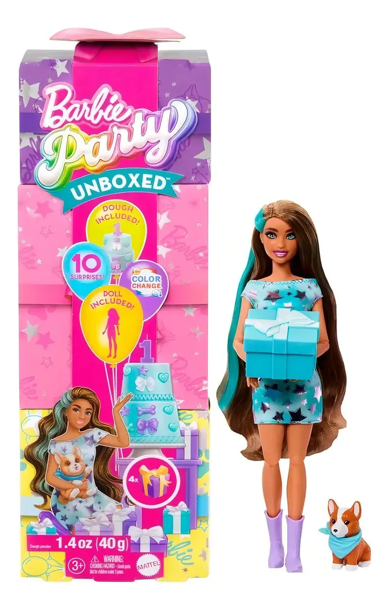Barbie Parte Unboxed Party Morena Jfg68 Mattel