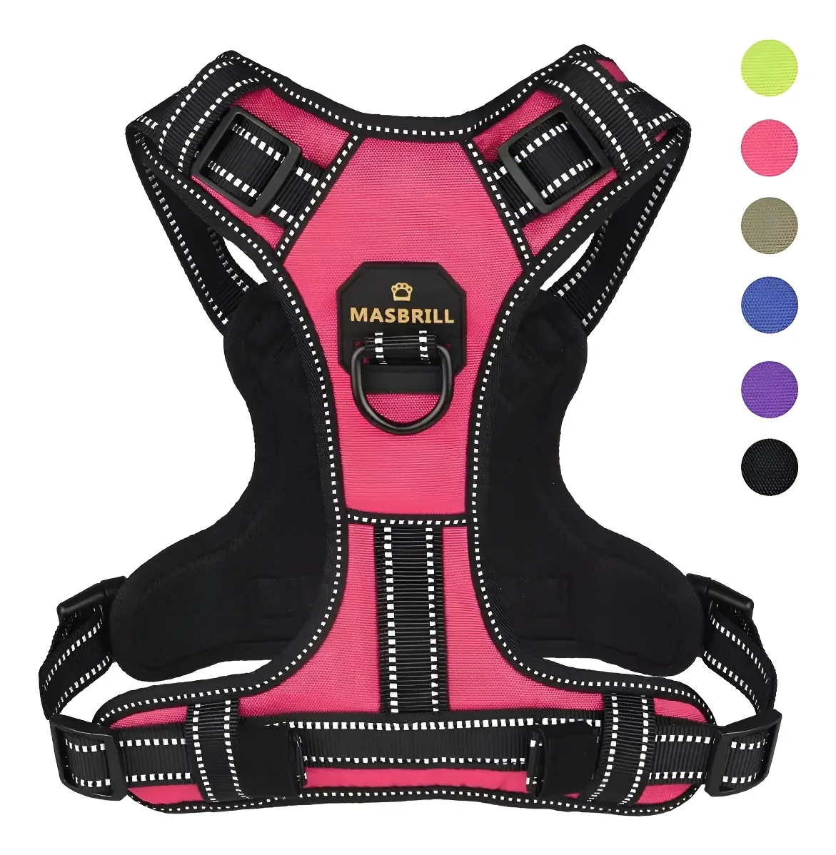 Arnês ajustável para cães com faixas refletivas, cor: rosa, arnês, tamanho GG