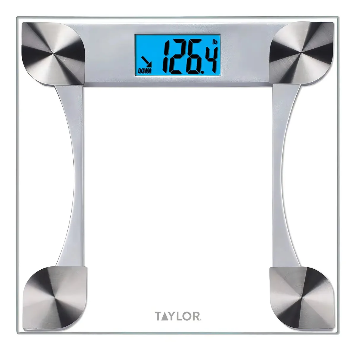 Balança de vidro digital Taylor. Escala de peso corporal de cor transparente