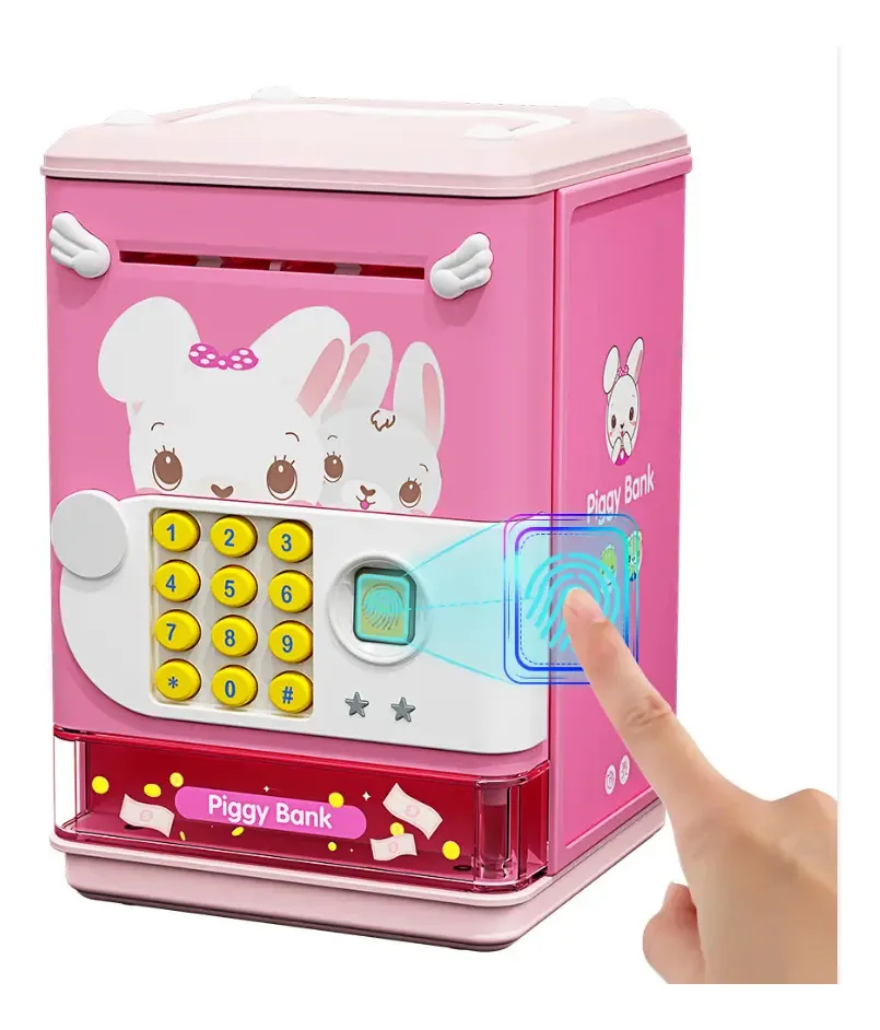 Cofrinhos eletrônicos, cofres digitais, caixas digitais para crianças, cor de rosa, animais