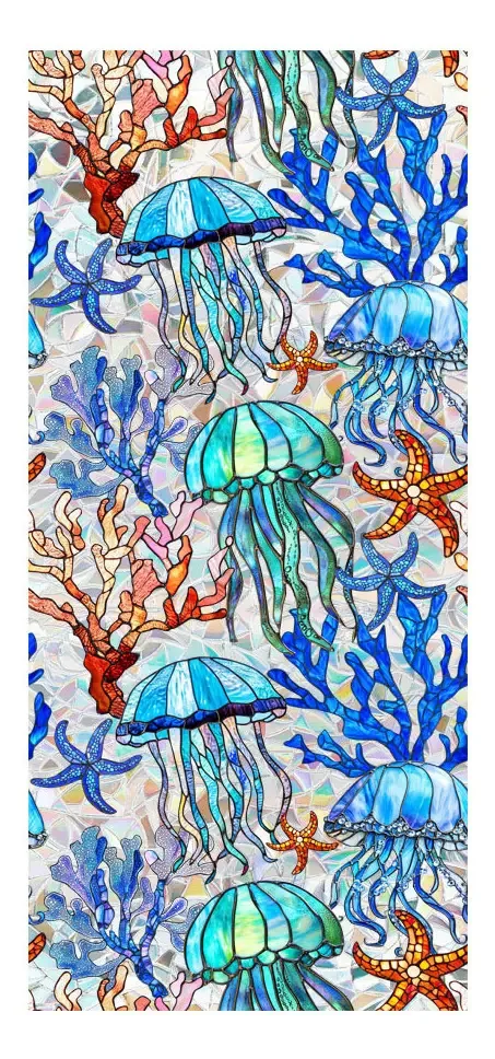 Adesivos decorativos de vinil estático para janelas Color Marine Organism