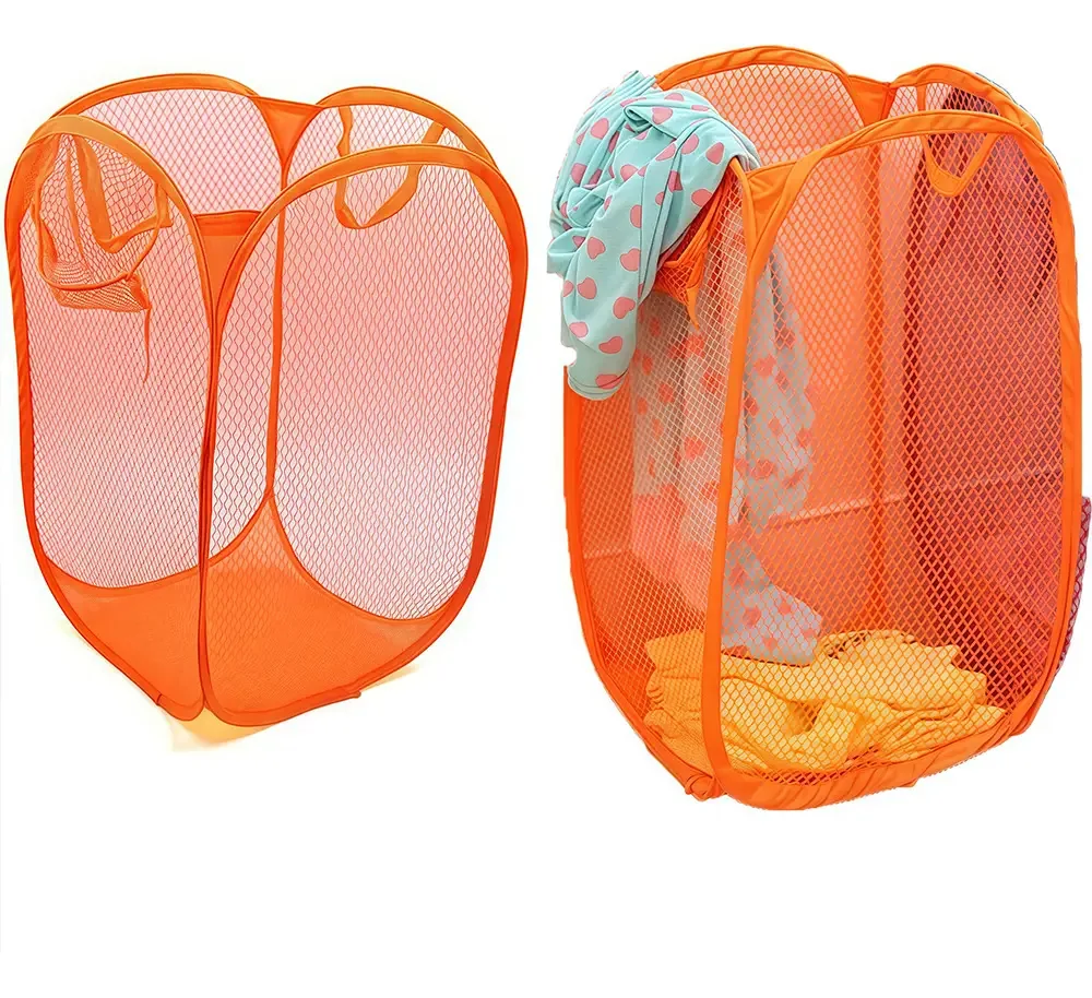 Cesto de roupa suja Kwalux Cesto de roupa suja Cesto de roupa suja Organizador de roupa suja 2 peças de banheiro de malha dobrável