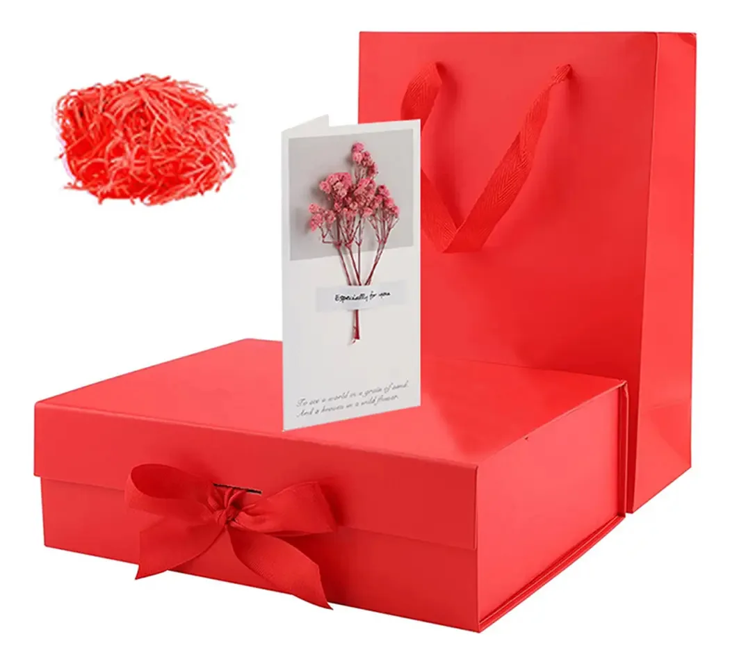 Conjunto de presente magnético dobrável 4 em 1 24x18x7.5cm vermelho