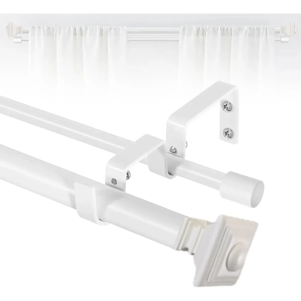 Varão duplo comprimento mínimo 80cm comprimento máximo 3.7m Briofox BFCR-02FT branco