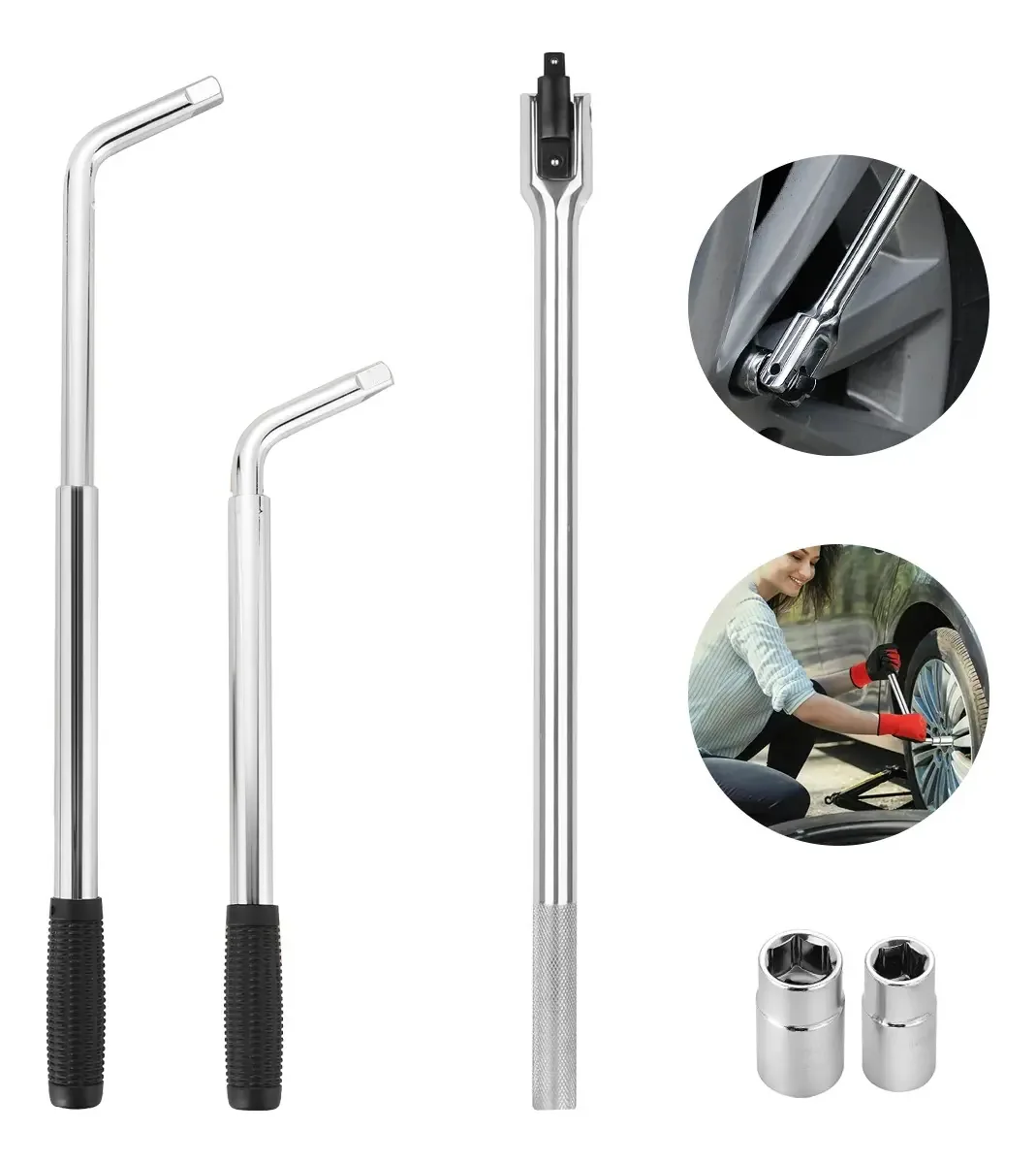 Conjunto de chaves e porcas Briofox®, ferramentas manuais, chave de roda quadrada de 1/2" com plugues Cr-v (17/19 mm, 21/23 mm)