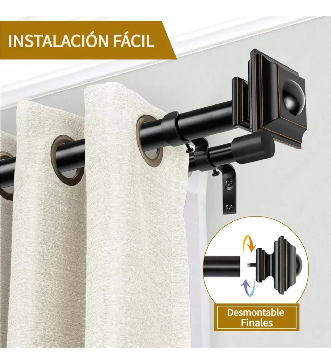 Varão duplo comprimento mínimo 80cm comprimento máximo 1.5m Briofox BFCR-02FT preto ft
