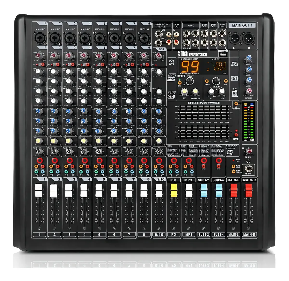 Consolas de som Xtuga Mixer Mixer 10 canais 99 Dsp