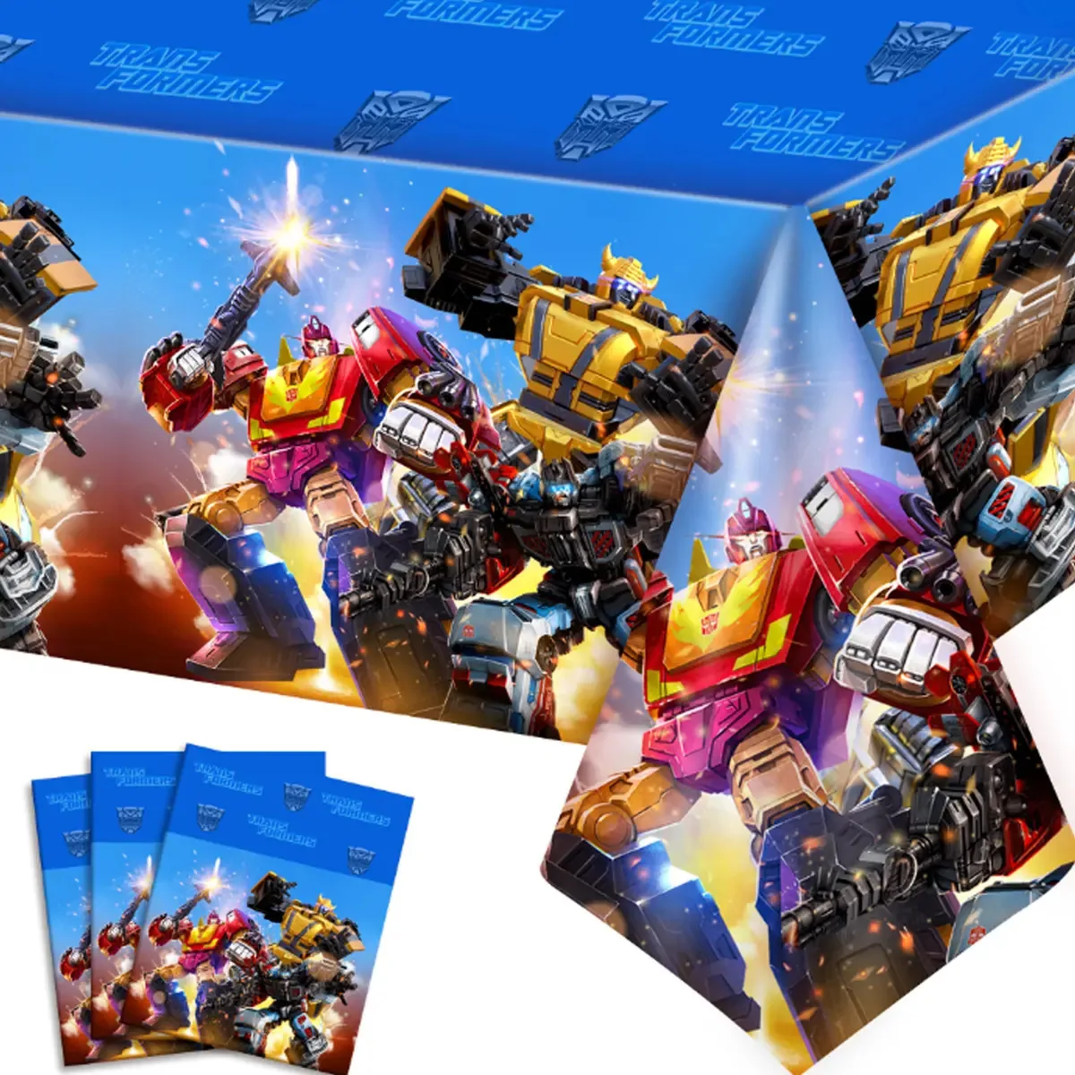 3 peças de toalhas de mesa de festa descartáveis Transformers