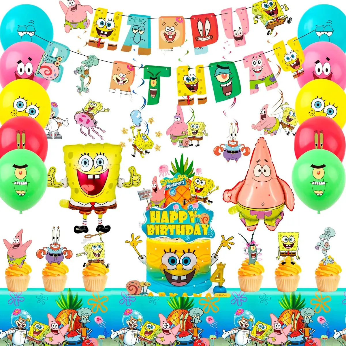 Decoração de festa de aniversário de Bob Esponja