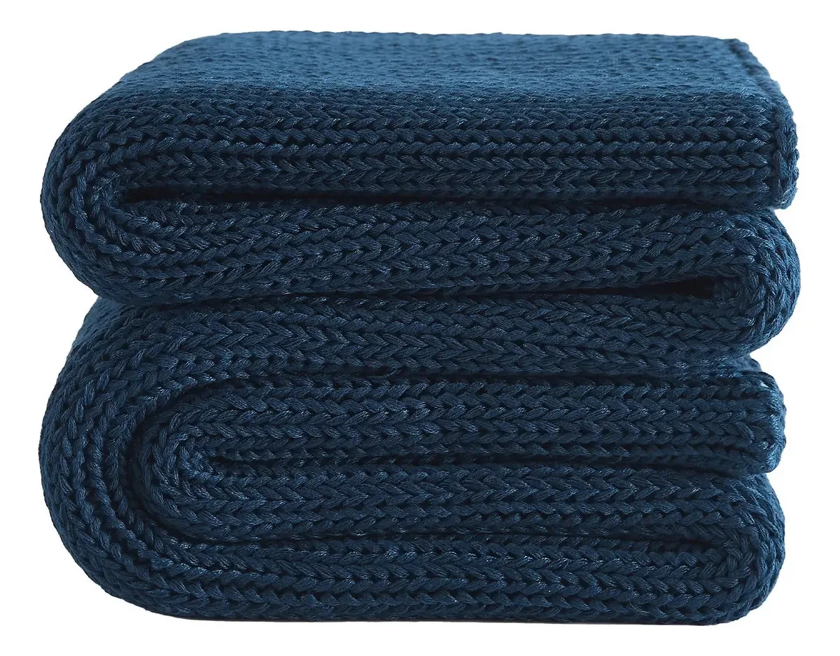 Manta decorativa modelo Lagraty cor azul marinho