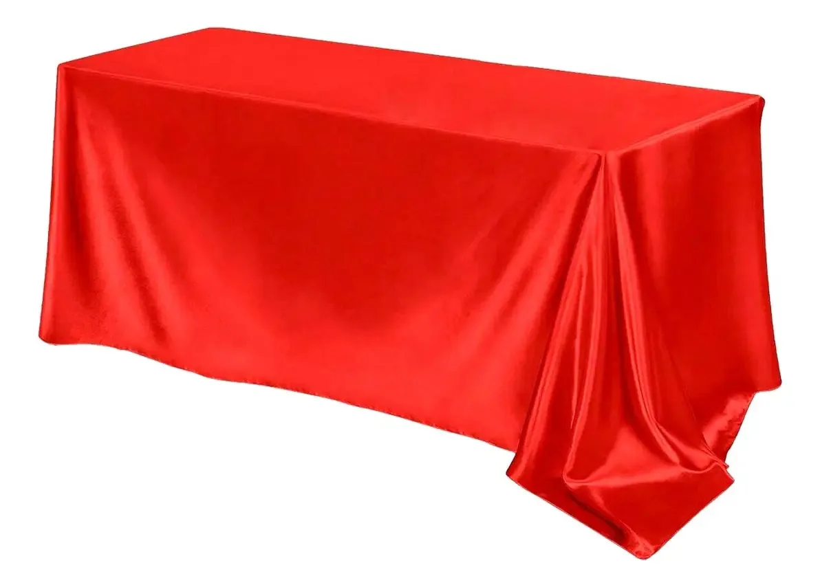 2 Toalhas de mesa retangulares, decoração de mesa de cetim, 145x259cm, cor vermelha