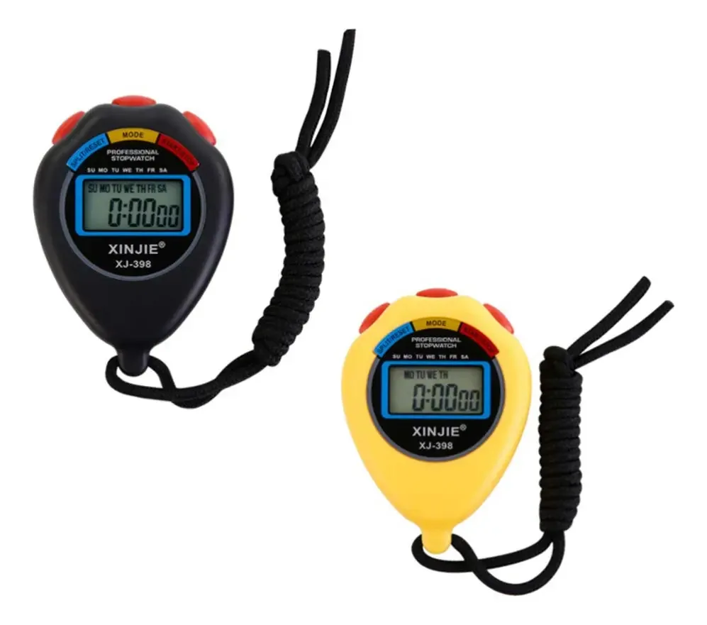 Cronômetro esportivo Lioobo de 2 peças, cronômetro digital, cronômetro de contagem regressiva, tela de exibição, cronômetro para treinamento de natação, corrida, amarelo, preto