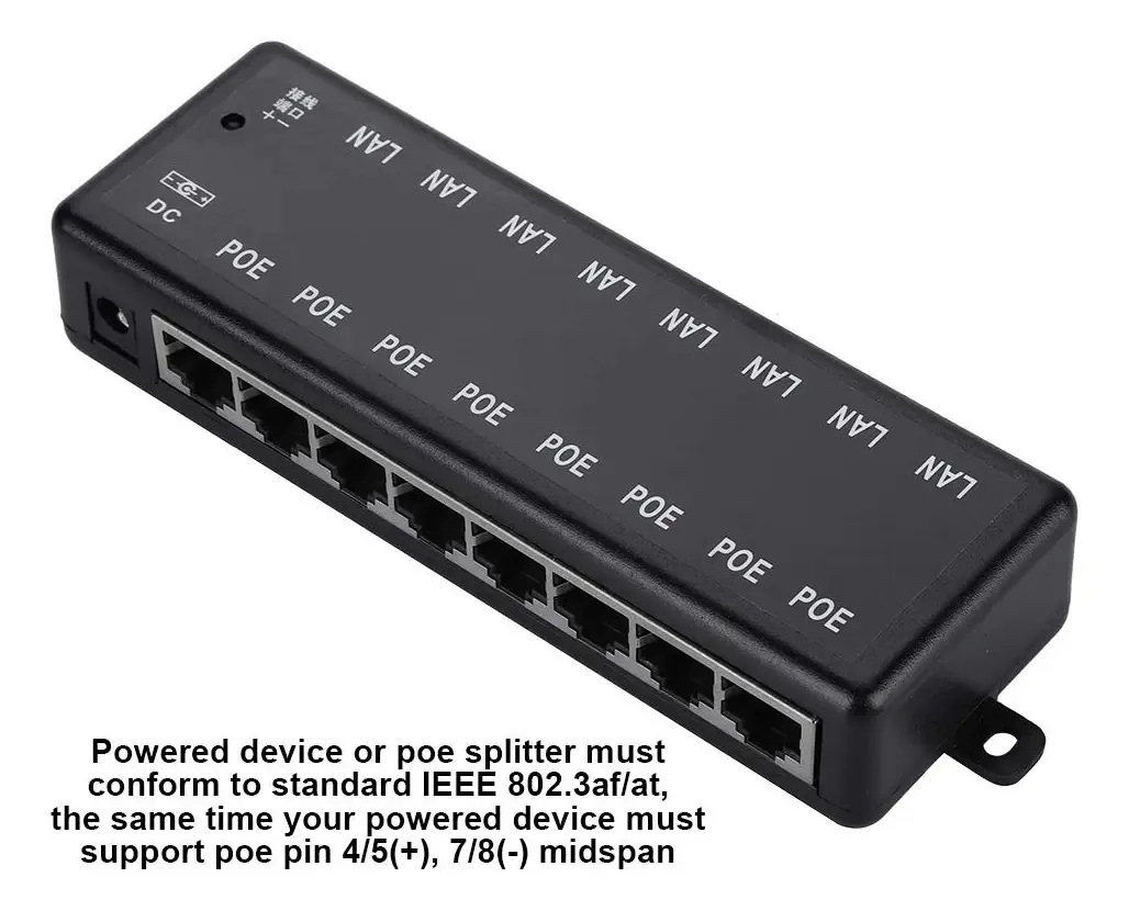 Adaptador PoE, 8 Interfaces Adaptador PoE Passivo Alimentação Por Ethernet Módulo De Fonte De Alimentação PoE Injetor (dc12v-48v)