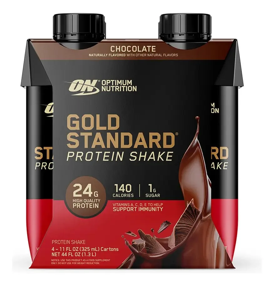 Pacote com 12 batidos de proteína On Gold Standard com sabor de chocolate