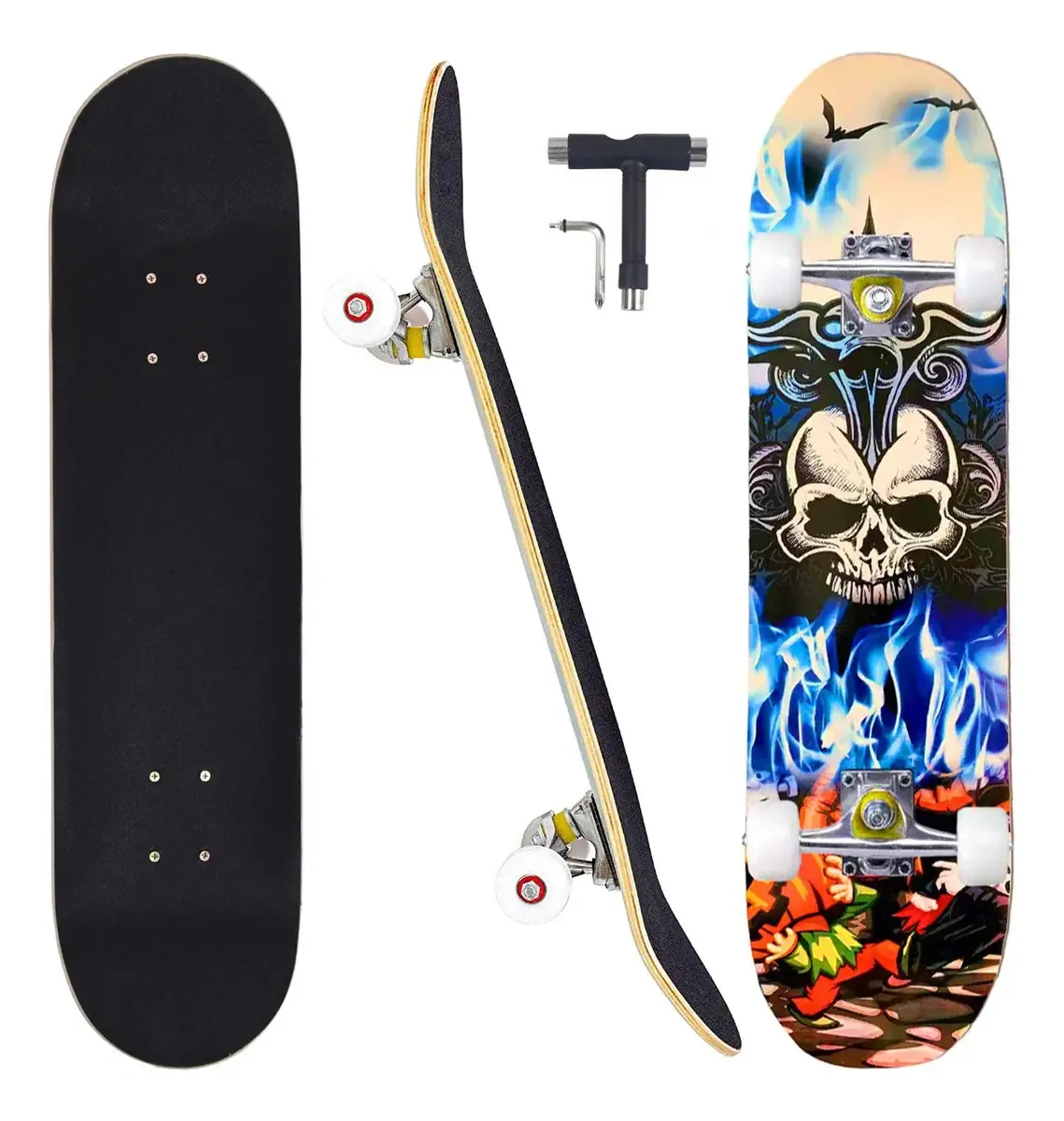 Os skates infantis Capark não aplicam o design de madeira de ácer da cor do oceano