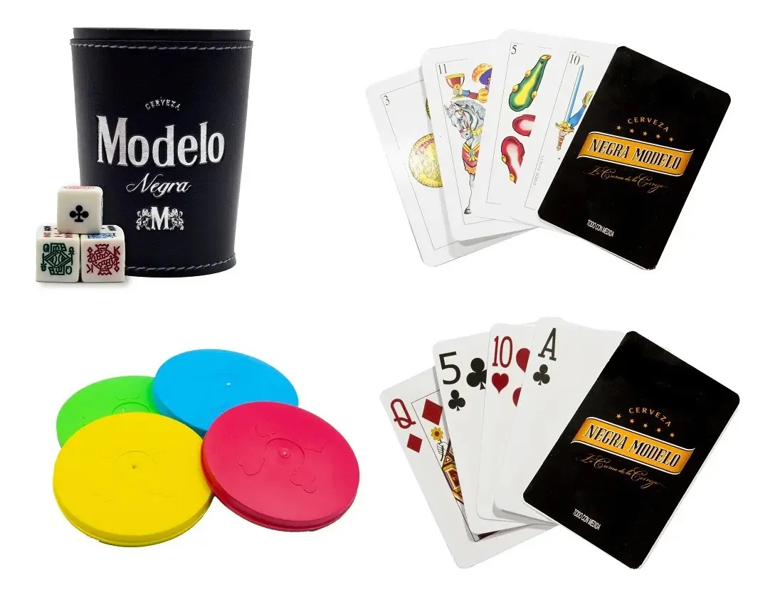 Beer Beaker + 2 decks + modelo de suporte de baralho reverso preto