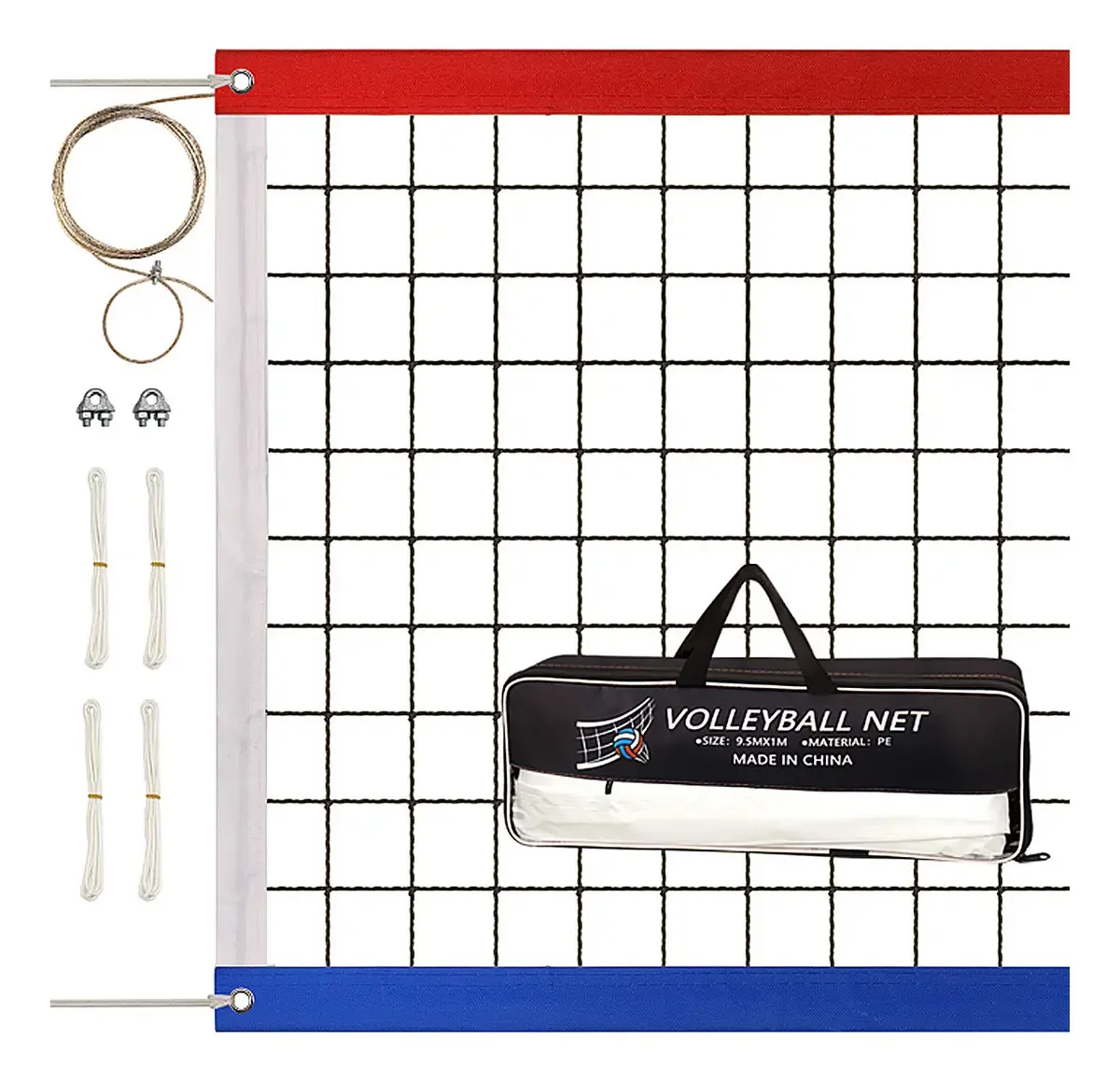 Rede de voleibol embreada reforçada de 4 lados Build® para voleibol 9,5* 1 m