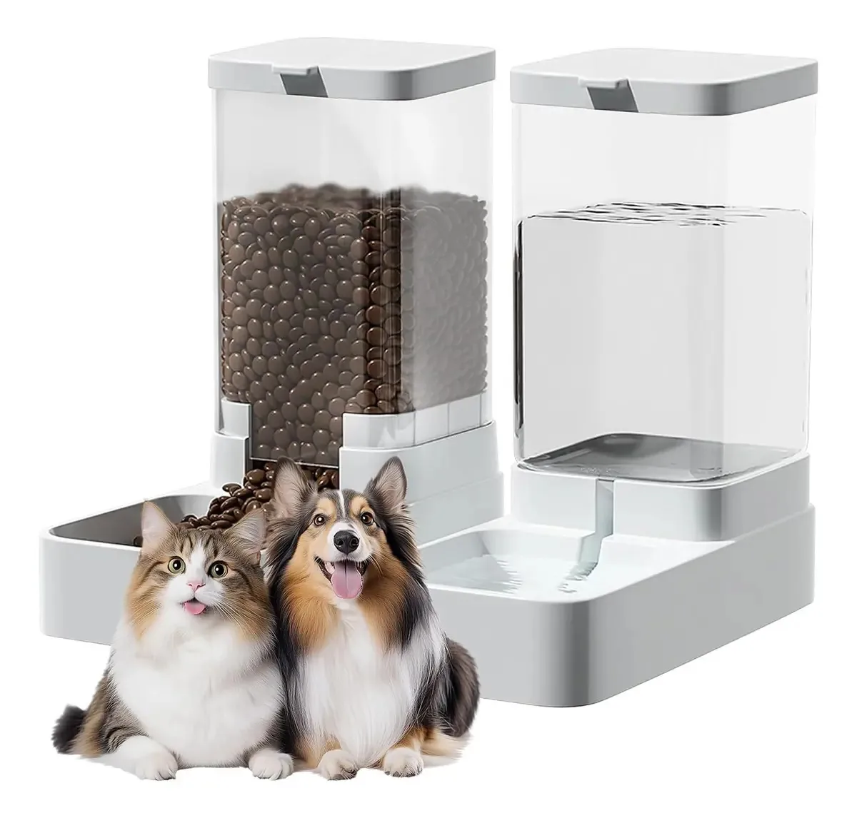 Comedouro e bebedouro Cesar® 2 em 1 à prova de poeira e frescos para animais de estimação, dispensador automático de comida e água removível e fácil de limpar para cães e gatos