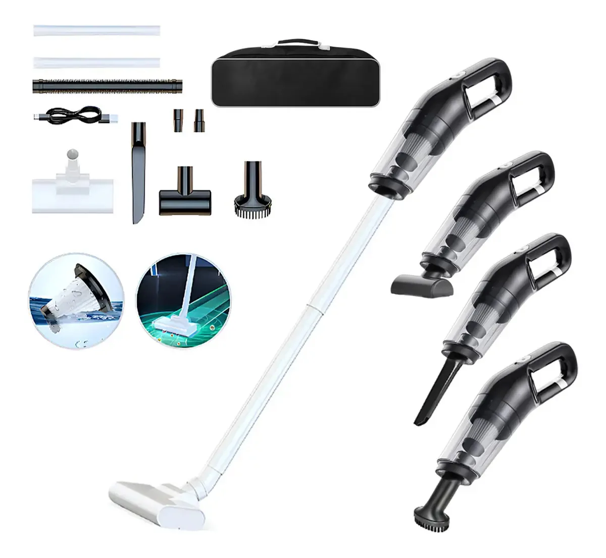 Aspirador portátil multifuncional poderoso sem fio Cesar® para pisos de madeira, carros e pêlos de animais de estimação Black Cesar®