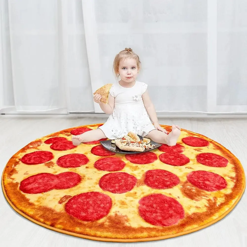 Tapete infantil Hutha, tapete de pizza, 5 x 5 pés, tapete