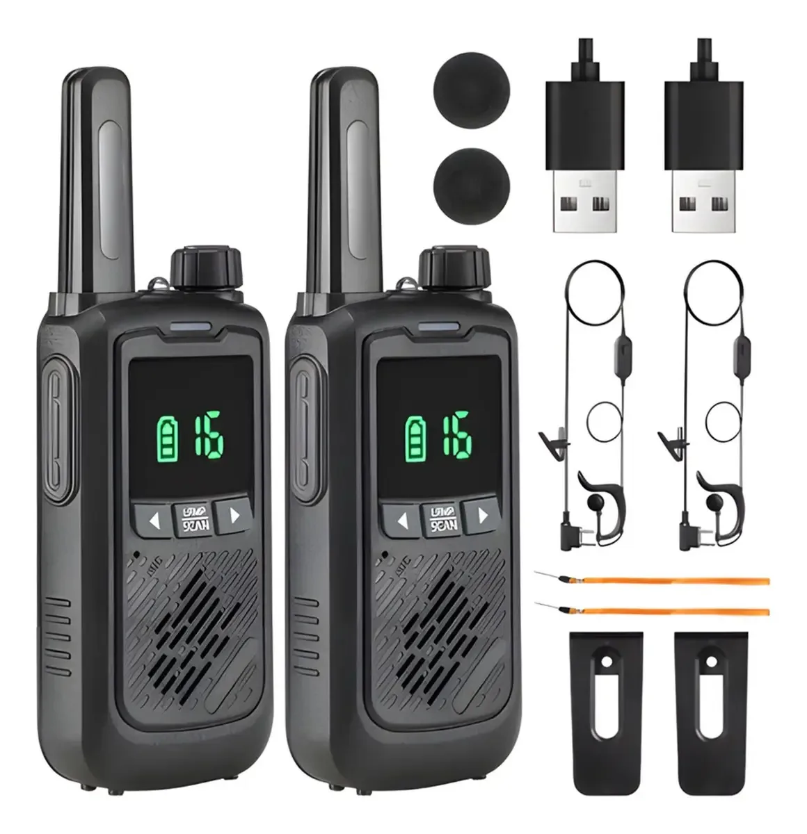 2 walkie-talkies recarregáveis com fone de ouvido, cor 1