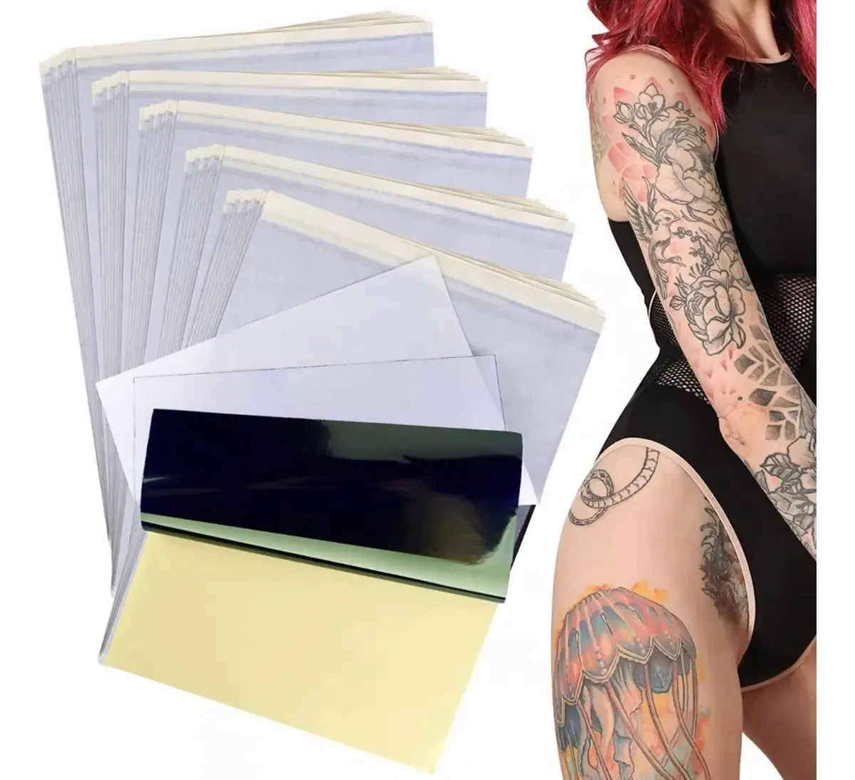 Papel de tatuagem profissional Douad de 100 peças — estêncil de transferência de tatuagem à prova d'água, alta definição para tatuadores e desenhos precisos