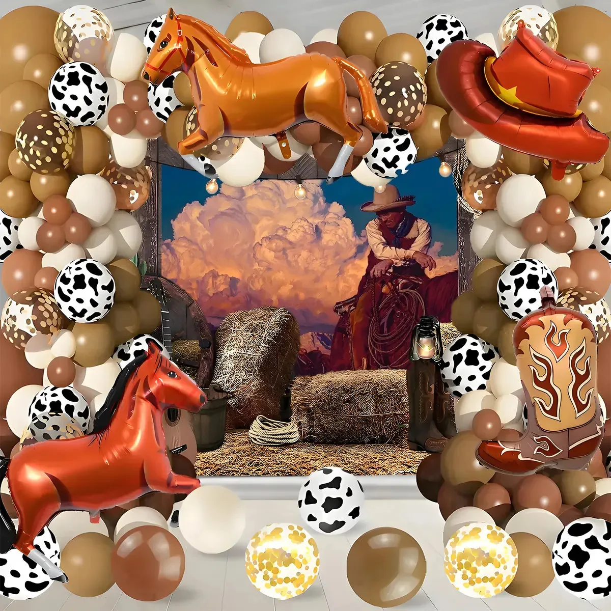 Kit de festa DOUAD, balões de cavalos, cowgirl e cowboy, decoração de aniversário, tema ocidental com balões metálicos, acessórios para meninas, meninos, festa temática country, crianças e cowgirl...