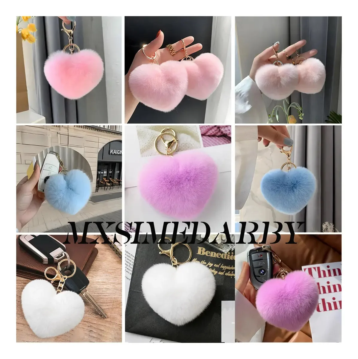 Mxsimedarby 25 chaveiros Pompom Fashion Chaveiros de pelúcia Chaveiros por atacado Chaveiros de pompon Pom Pom Pom Pom Pom Pom para chaveiros