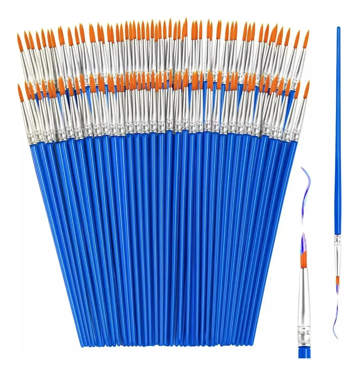 Pacote Doremama com 50 pincéis, pincéis para pintura escolar, pincéis para pintura acrílica, pincéis escolares para crianças, ideais para aquarela e artesanato (pincel de contorno)