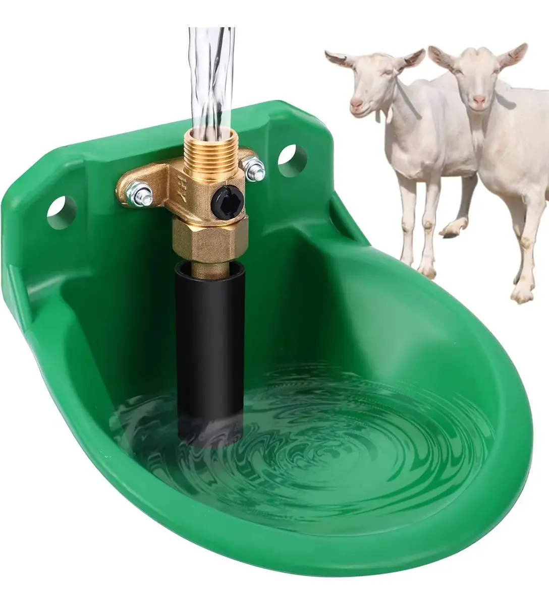 Dispensador automático de água Doremama para cabras com válvula de cobre, bebedouros para ovelhas, gado, cães e leitões, cor verde