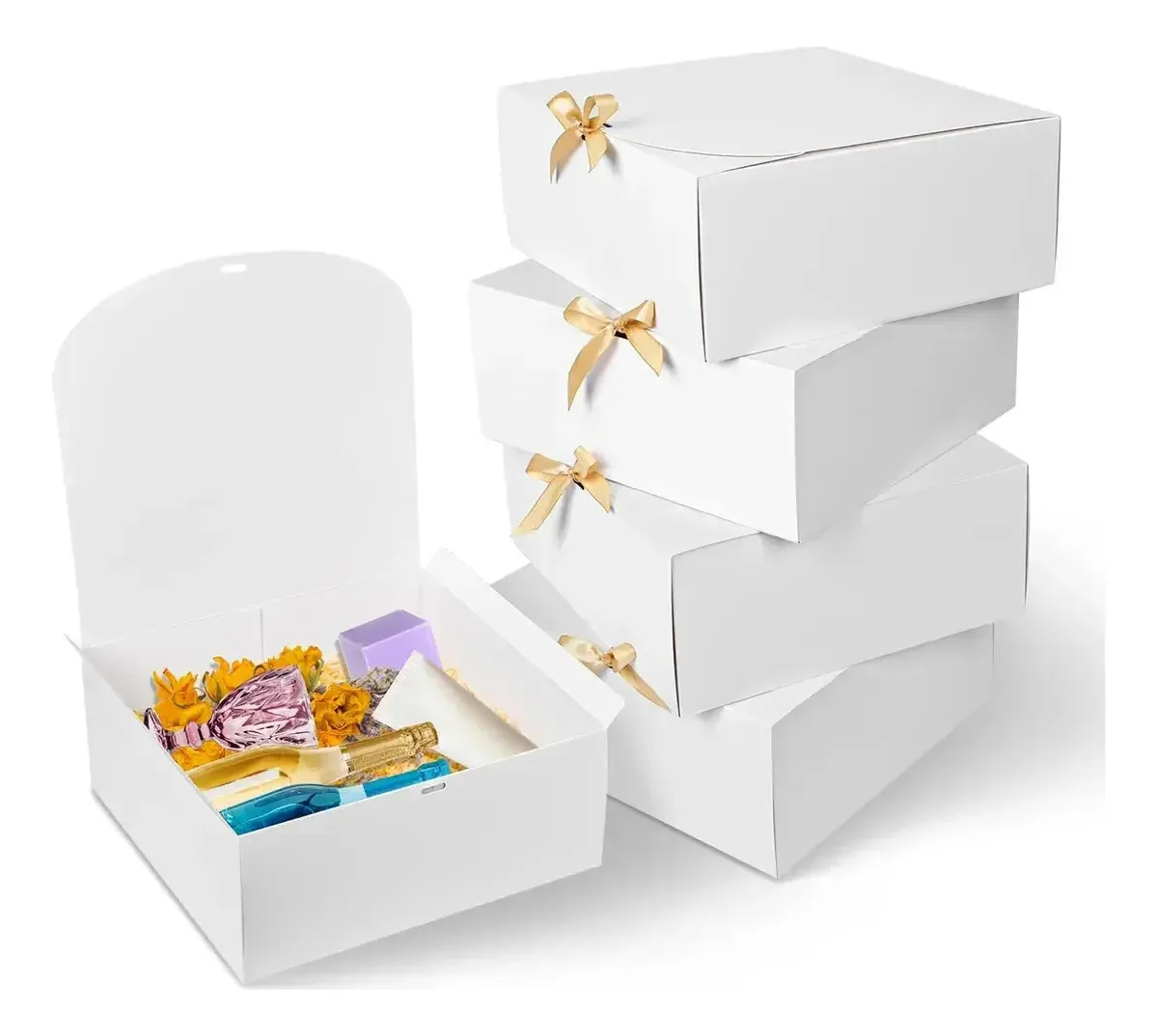 Pacote Doremama de 5 caixas de presente de casamento, caixas de presente de papel, caixas de proposta de dama de honra, com casamentos e chá de panela, chá de bebê, Halloween, Natal, branco para...