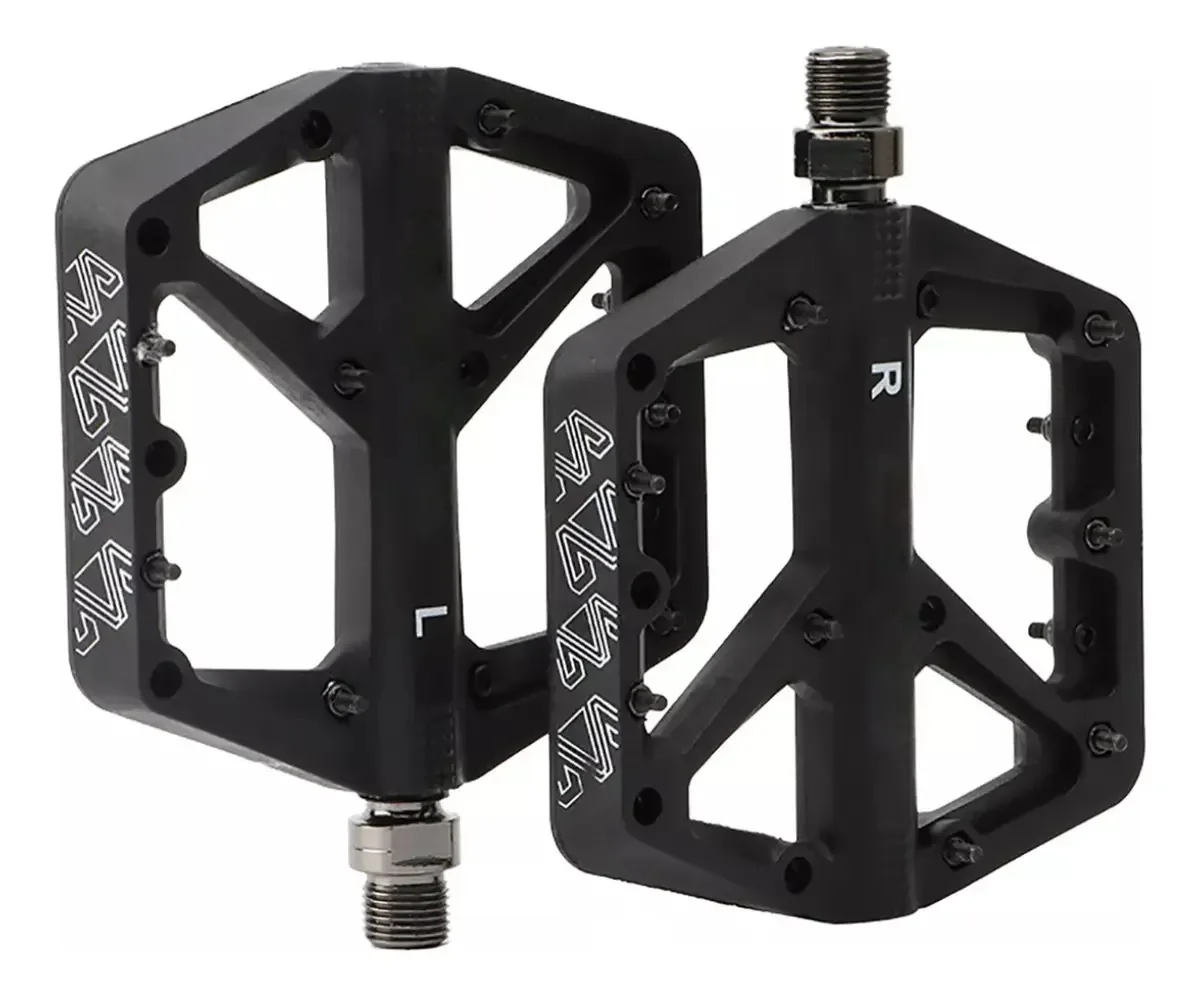 Pedais de bicicleta Doremama Pedais de mountain bike de nylon Pedais de mountain bike extra grandes e extra largos Pedais antiderrapantes, eixo lubrificado, resistente a poeira e água, cor preta