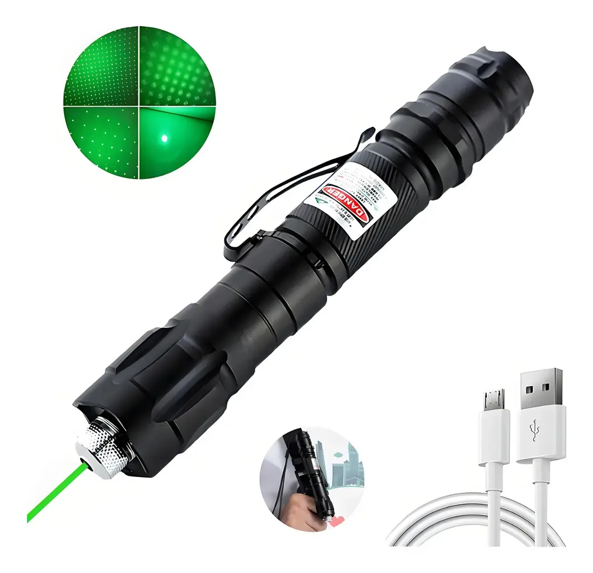 Ponteiros laser Douad, ponteiro laser verde, projetor, carregamento USB