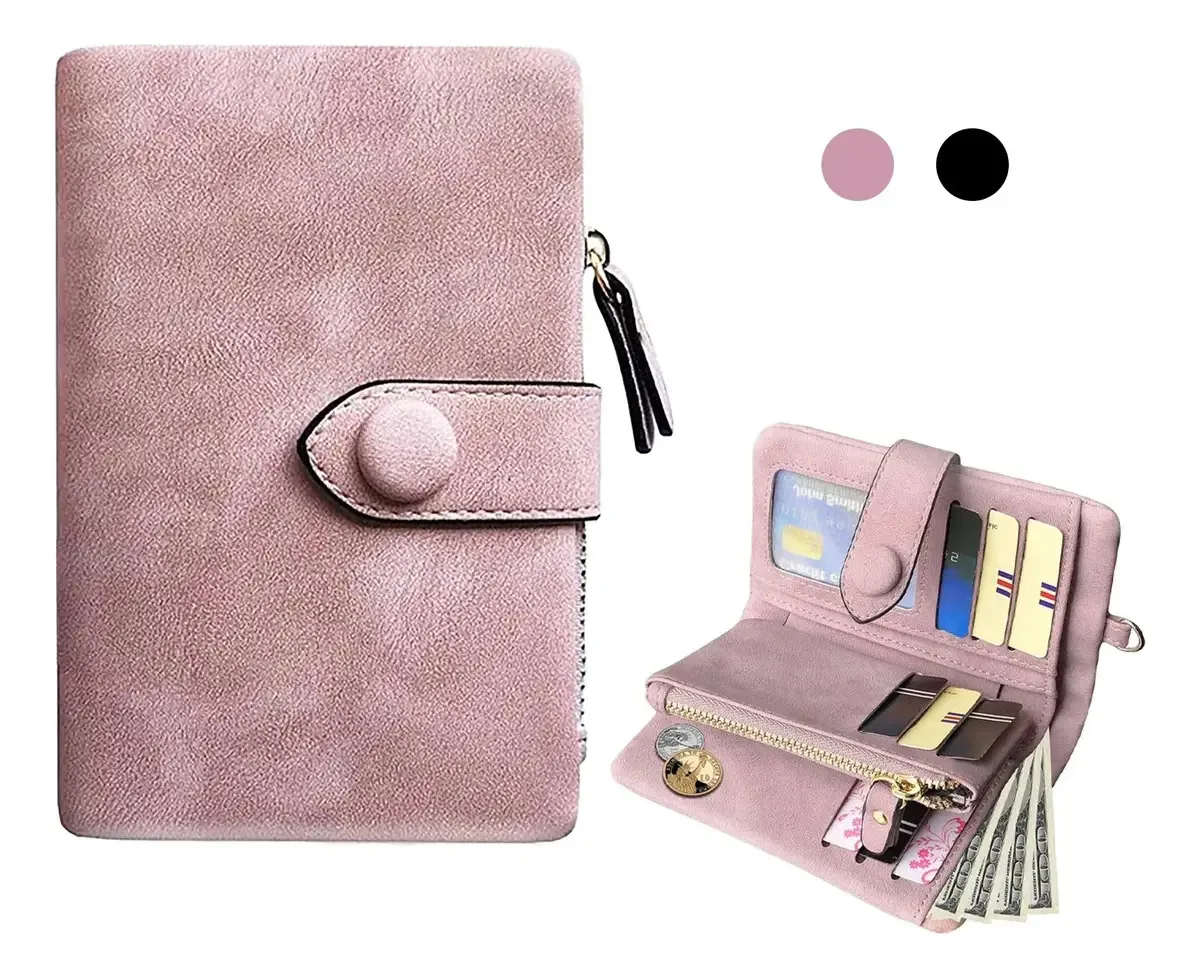 Carteira elegante para carteiras femininas, perfeita como Carter, rosa pálido, design de tecido liso