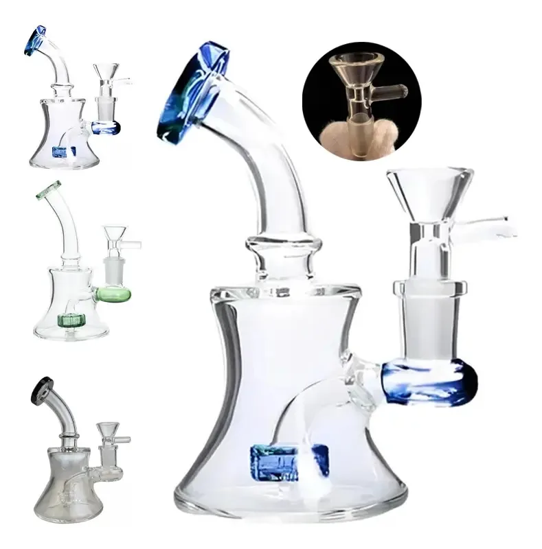 Bongo de vidro grande Lejfuxjj de 16 cm para água azul e recarga de 1 tigela