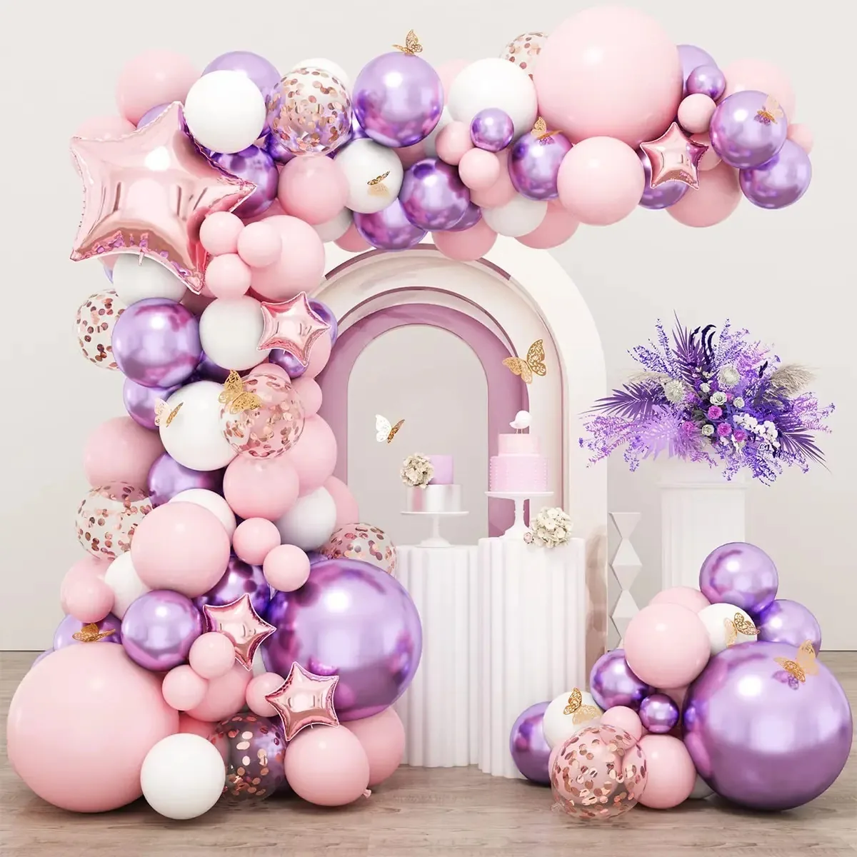 Tipos de guirlandas, balões e arcos, decoração de aniversário