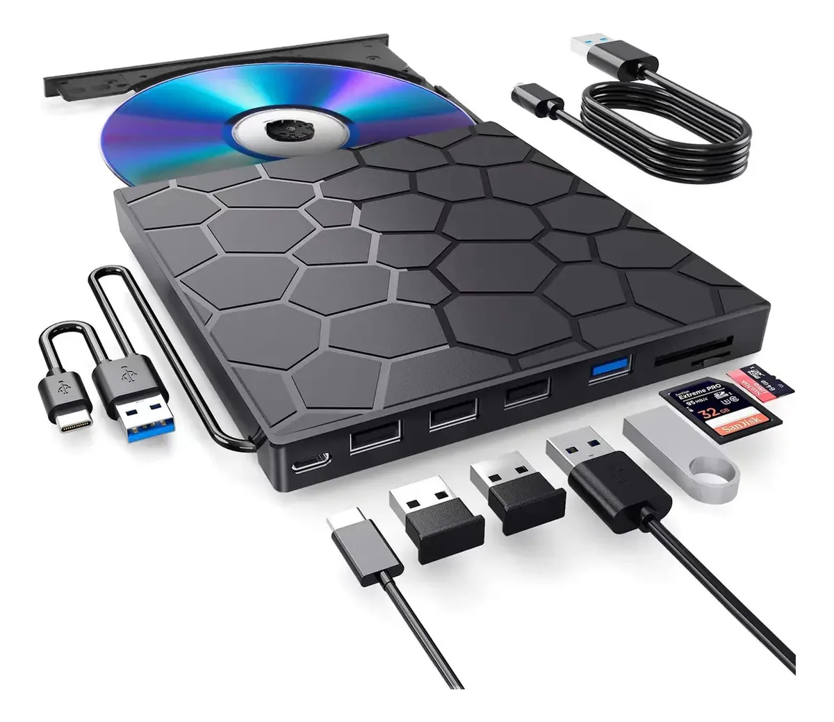 Reprodutor de CD/DVD Externo BPAKDU USB 3.0 Ultra Fino
