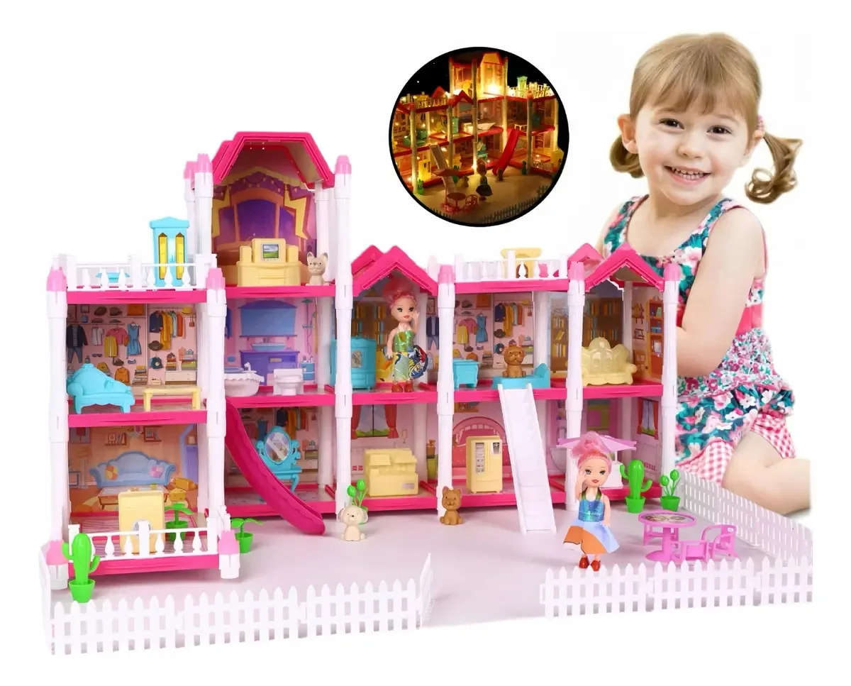Home Dolls Brinquedos infantis Girls Princess LED 11 litros rosa Bubble Gum