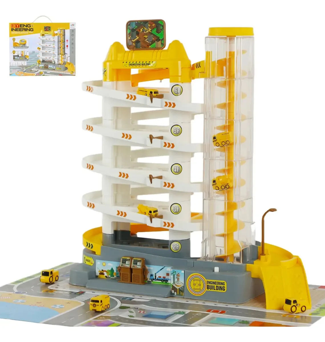 Brinquedo infantil Bighouse Electric Car Track Engineering, cor amarela