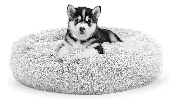 Cama térmica para cães e gatos Anti-Stress Grandexl 90 cm, cinza, peluda, anti-stress, design de cama anti-stress