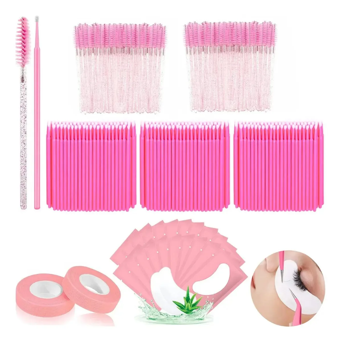 Kit de cílios 552, micropincéis, cotonetes
