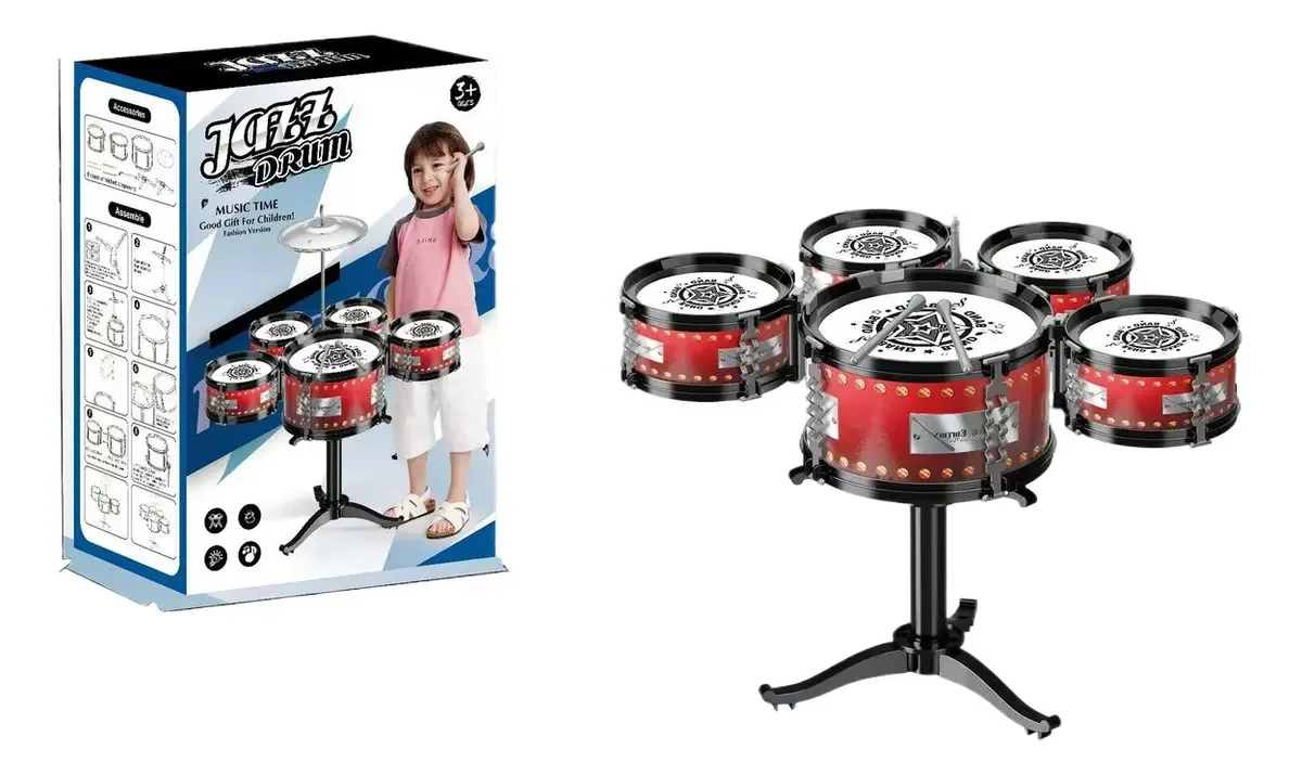 Tambor de música infantil com combinação de 5 tambores musicais