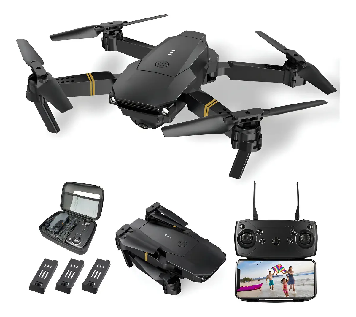 Drones para adultos com câmeras 4K, 3 baterias de drones para N