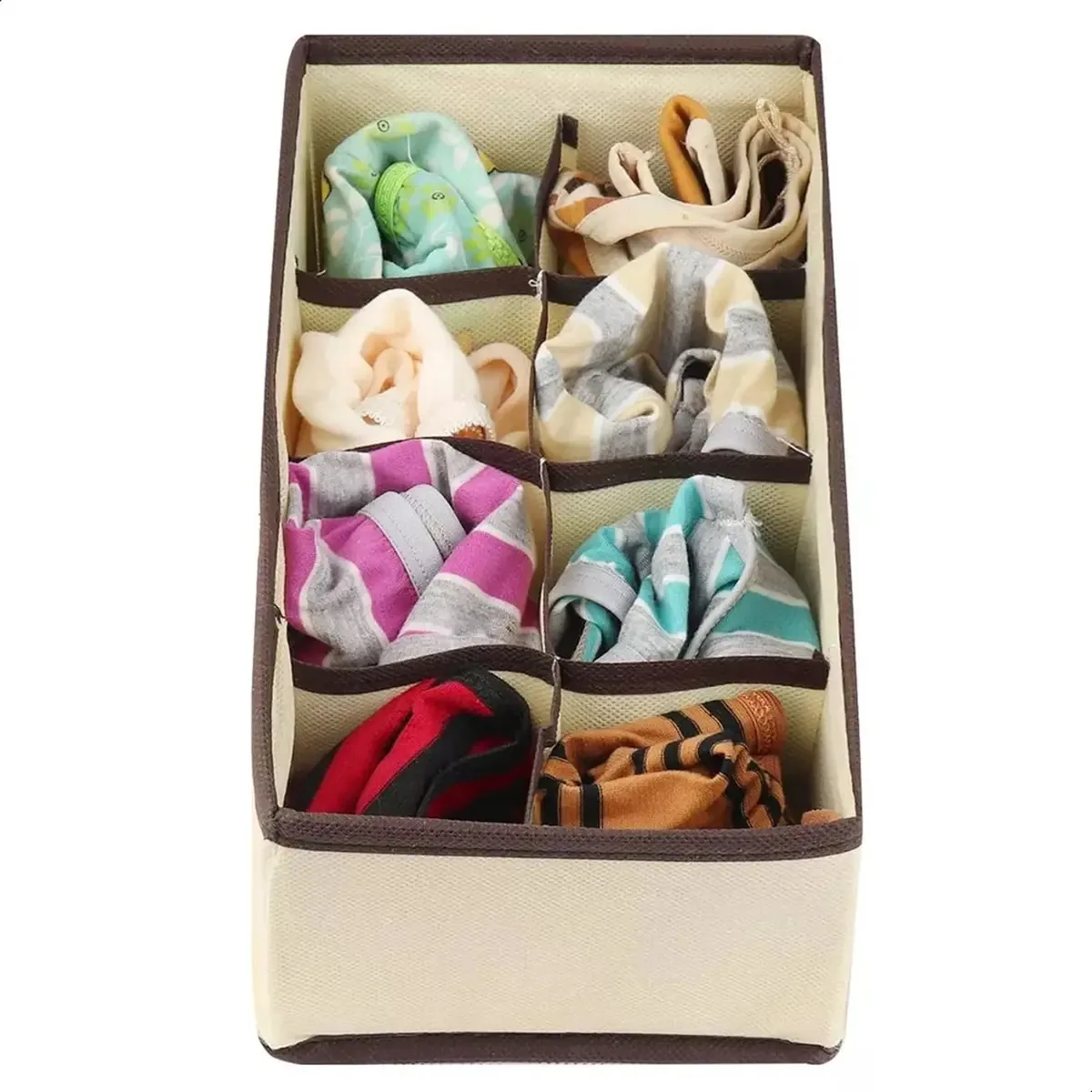 Organizador de roupa íntima creme de 8 divisões