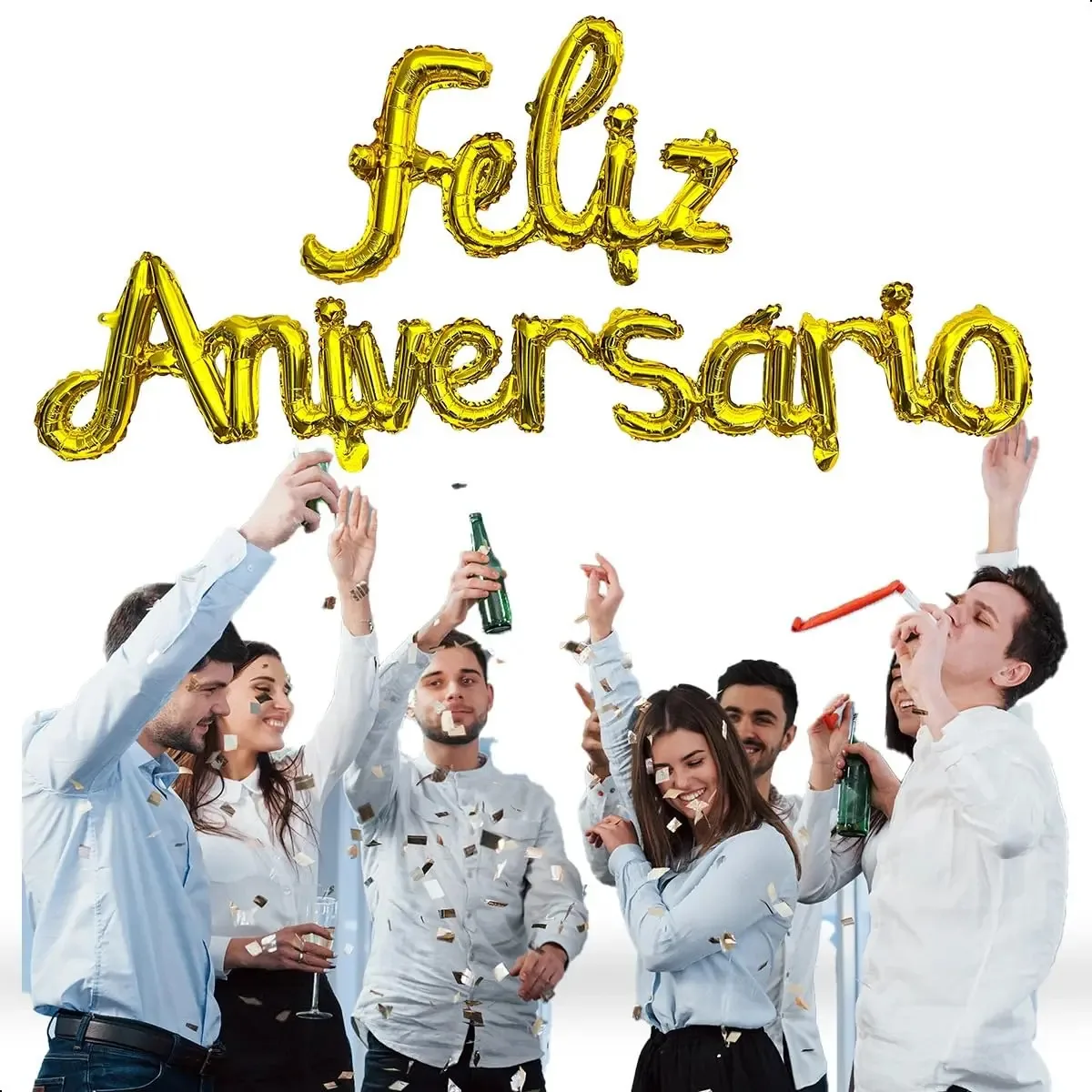 Balão Feliz Aniversário Letreiro Dourado Decoração Festa