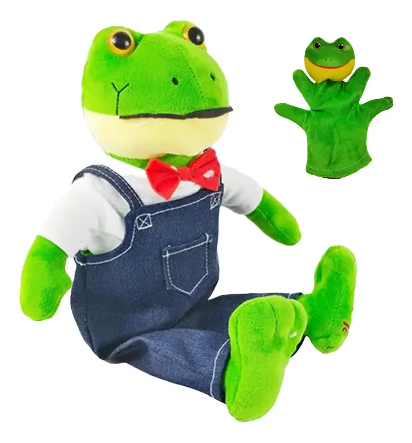 O sapo Rain God de 35 cm oferece luvas de sapo verdes