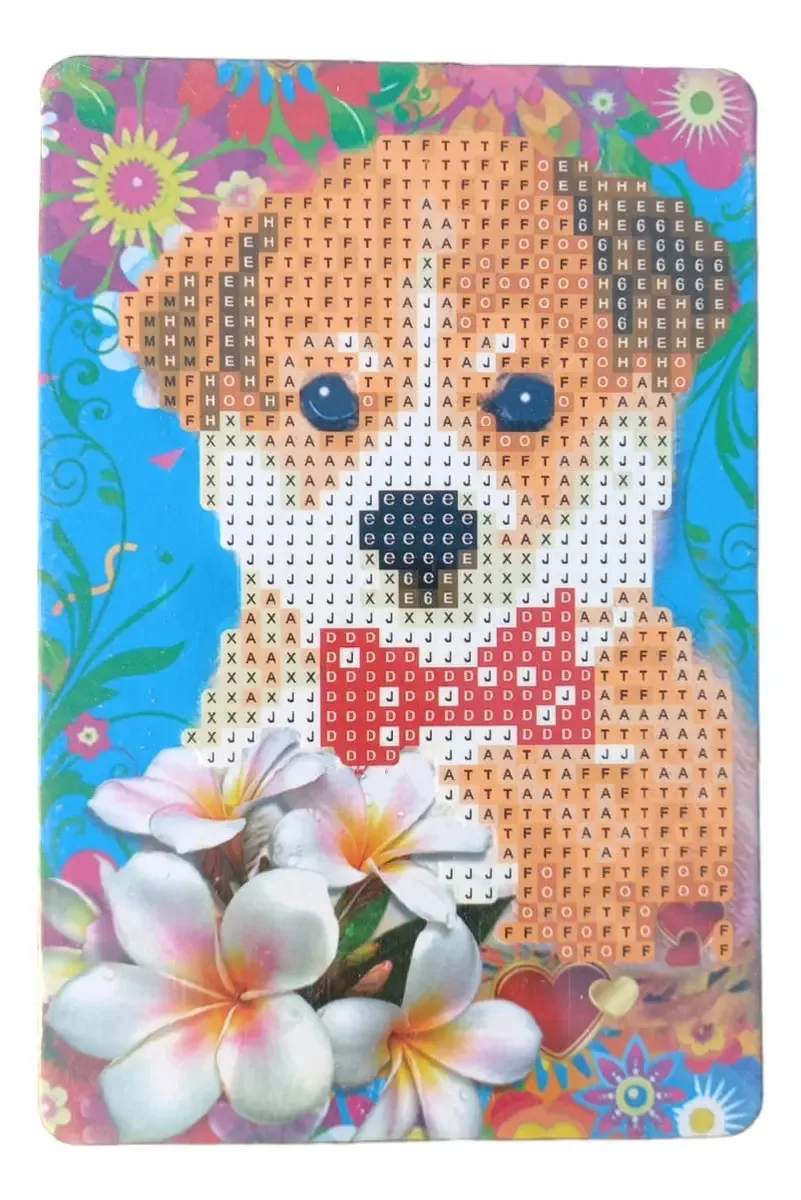 Imagem de cachorro com pintura de diamante 15x10 com suporte