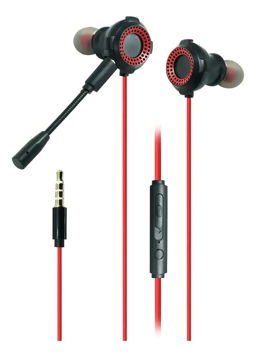 Fone de ouvido viva-voz vermelho Gamer Moto Telefalling de 3,5 mm